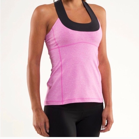 lululemon athletica Tops - LULULEMON scoop neck tank in pink/black